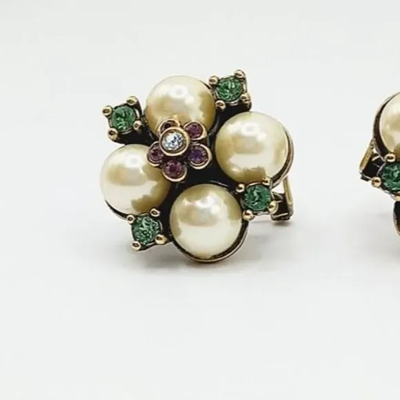 Heidi Daus Faux Pearl and Crystal Earrings - Picture 3 of 6